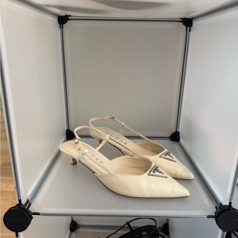 GUESS Women's Ivory Slingback Heels